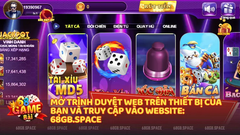 Các bước đăng nhập 68 Game Bài qua trang zqj.uk.com